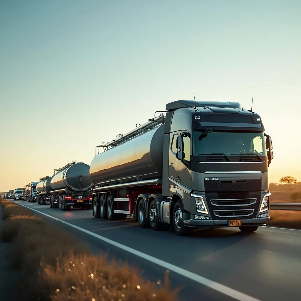 Camiones cisterna transportando combustible